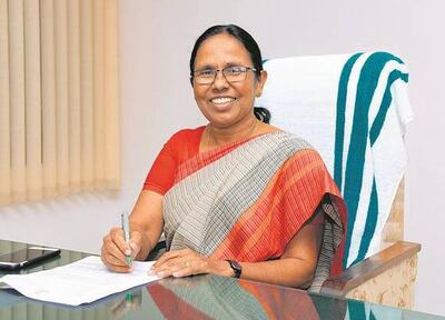 State health minister KK Shailaja. Courtesy: ANI twitter account