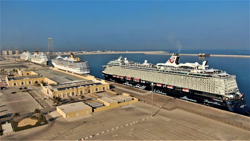 Cruise liners dock in Dubai.