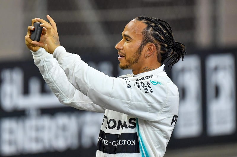 Mercedes' Lewis Hamilton after securing pole position for the Abu Dhabi Grand Prix. AFP