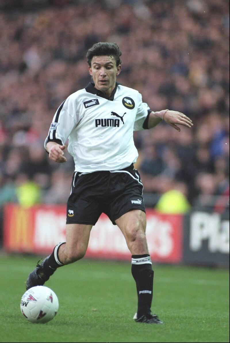 26 Dec 1997:  Stefano Eranio of Derby County in action during the FA Carling Premiership match against Newcastle United at Pride Park in Derby, England. Derby won 1-0. \ Mandatory Credit: Alex Livesey /Allsport