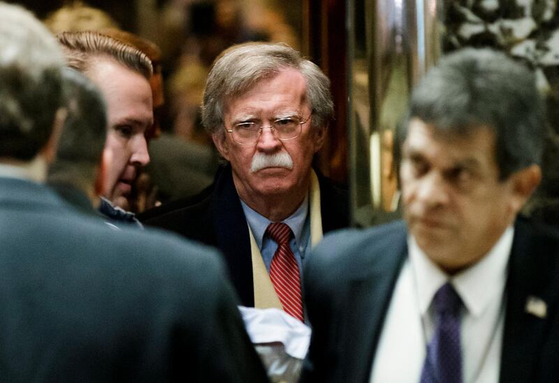 epa06622053 (FILE) Former US United Nations ambassador John Bolton (C) arrives for a meeting with US President-elect Donald Trump at Trump Tower in New York, New York, USA, 02 December 2016 (reissued 22 March 2018). According to a statement by the White House on 22 March 2018, Former US ambassador to the United Nations John Bolton will replace H.R. McMaster as US National Security Advisor.  EPA/JUSTIN LANE / POOL