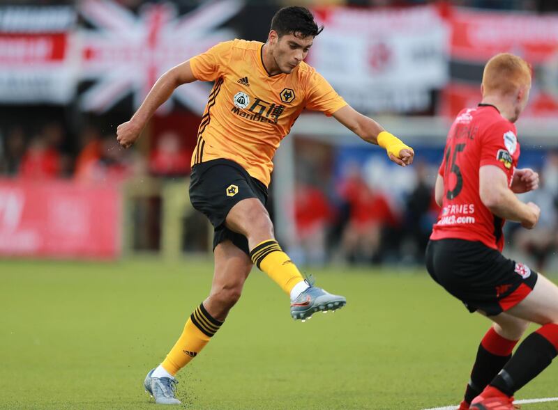 Leicester City 1 Wolverhampton Wanderers 1, Sunday, 5pm. Both sides are fancied to do well this season. This could be a stalemate, with Raul Jimenez, pictured, leading the threat upfront for Wolves. Getty