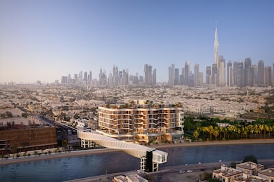 The property has a Downtown Dubai backdrop and is located on the Dubai Canal in Jumeirah