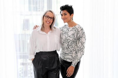 DUBAI, UNITED ARAB EMIRATES , Jan 29  – 2020 :- Kathryn Athreya , managing director (left) and Pallavi Dean , Founder and Creative Director (right) of Roar Design at the Dubai Design District in Dubai. ( Pawan  Singh / The National ) For Weekend. Story by Katy Gillett