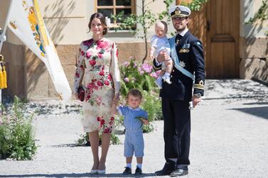 Princess Sofia and Prince Carl Phillip of Sweden with their children, Alexander and Prince Gabriel. Photo by Samir Hussein / WireImage