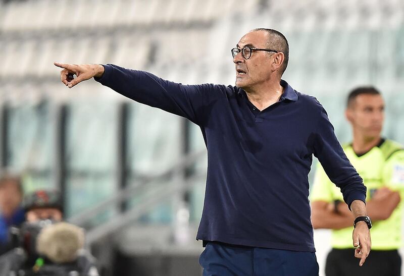 Juventus coach Maurizio Sarri during the match against Sampdoria at the Allianz Stadium in Turin. EPA