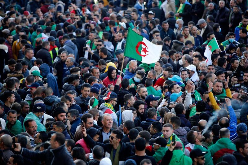 Algerians rally in the northern town of Kherrata marking some of the first Hirak protests. AFP