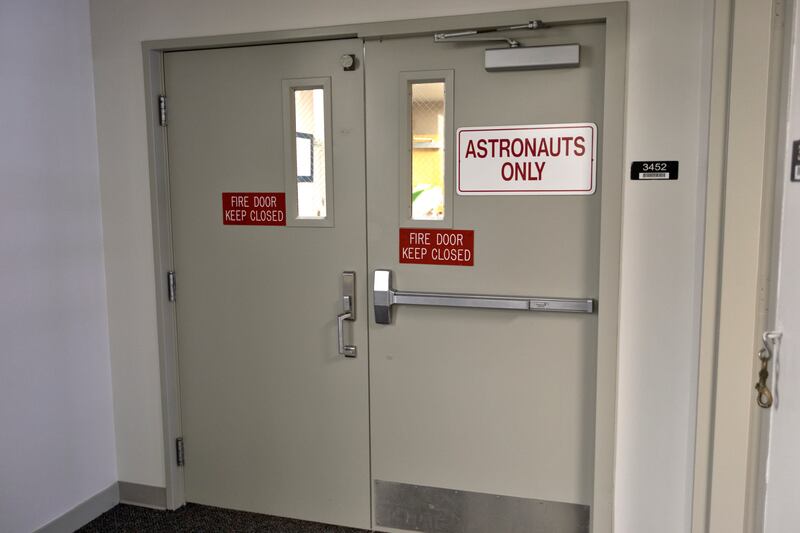 The door leading to crew quarters at Nasa's Kennedy Space Centre, where astronauts quarantine before a spaceflight