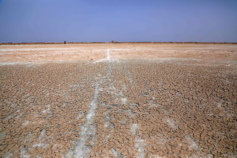 Parts of Sawa Lake are completely dry. AFP