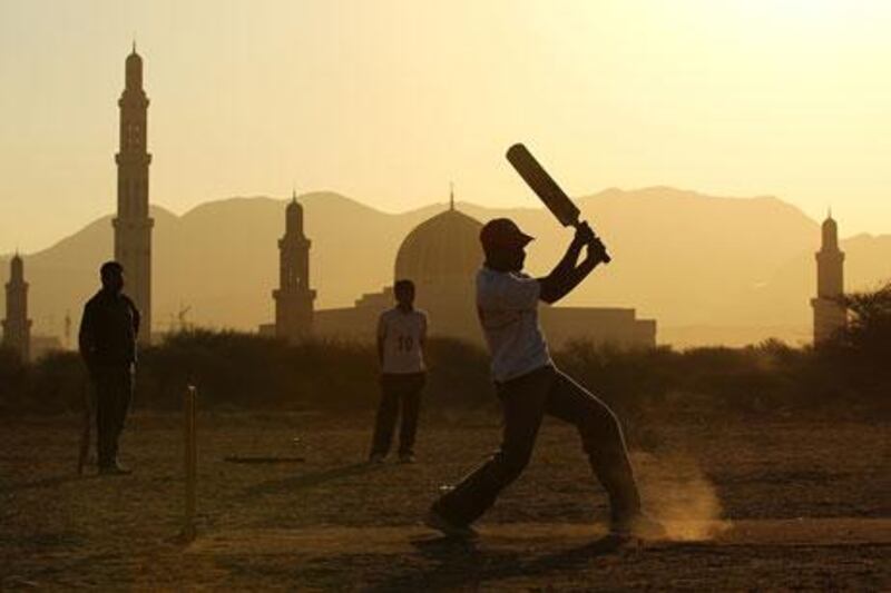 Cricket plays an integral part in many Gulf residents’ lives. Here, a weekly match takes place behind a mosque in Oman, before the players head to work on Fridays.