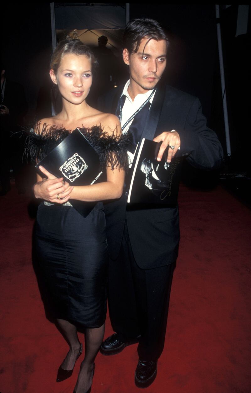 The supermodel and actor attend the 'Sinatra: 80 Years My Way' birthday celebration in California in 1995. Getty Images