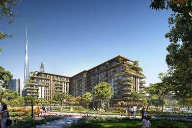 Rendering of the planned Central Park neighbourhood at City Walk in Dubai. Courtesy Meraas