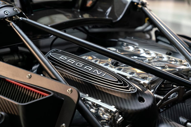 The Huayra BC Roadster is the first unit to wear Pagani branding on its exquisitely crafted camshaft covers