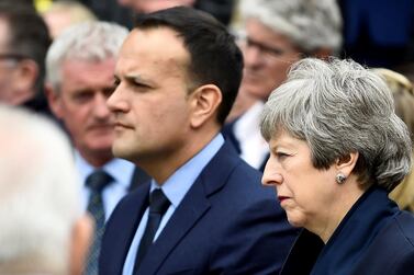 British Prime Minister Theresa May and Irish Prime Minister (Taoiseach) Leo Varadkar attend the funeral of journalist Lyra McKee at St. Anne's Cathedral in Belfast, Northern Ireland. Reuters