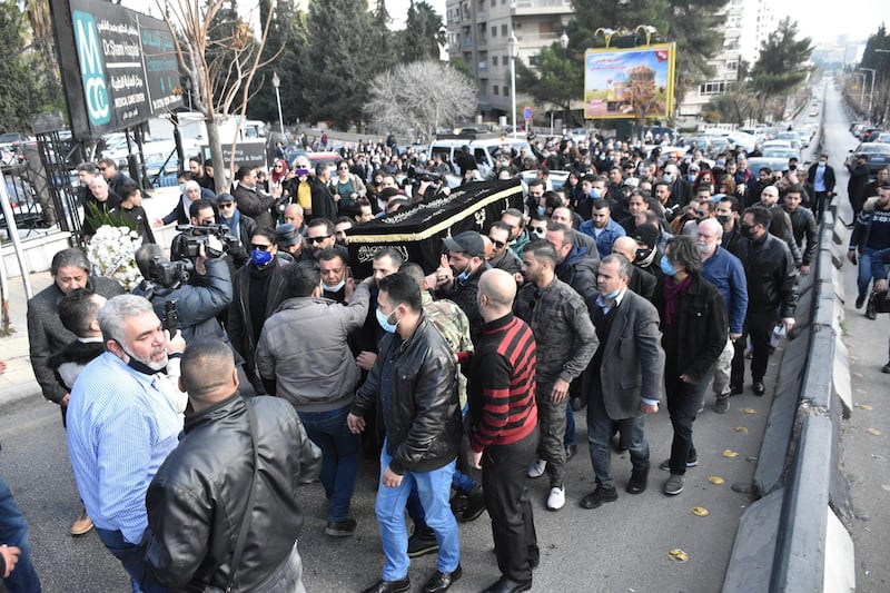 A general view of the funeral procession for Syrian director Hatem Ali in Damascus, Syria. EPA