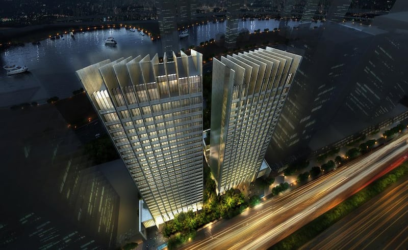 The exterior of Dh900 million The Sterling block of 274 apartments. Courtesy Omniyat