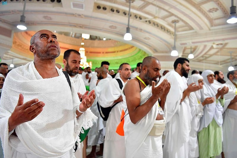 Pilgrims offer prayers before Hajj. SPA