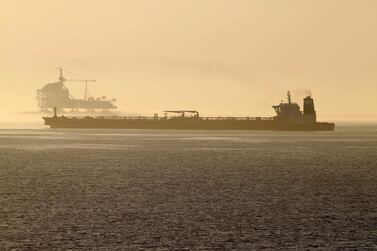 The supertanker, renamed Adrian Darya 1, seen anchored off Gibraltar. EPA