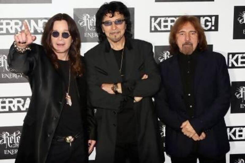 From left, Ozzy Osbourne, Tony Iommi and Geezer Butler of Black Sabbath at the Kerrang! Awards in London last year. Tim Whitby / Getty Images