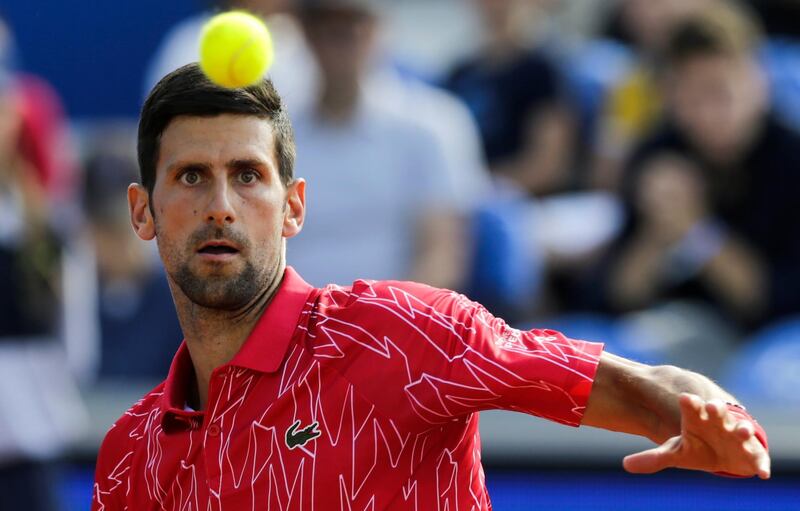 Novak Djokovic in action against Viktor Troicki during their match for the Adria Tour tennis tournament in Belgrade, Serbia. EPA