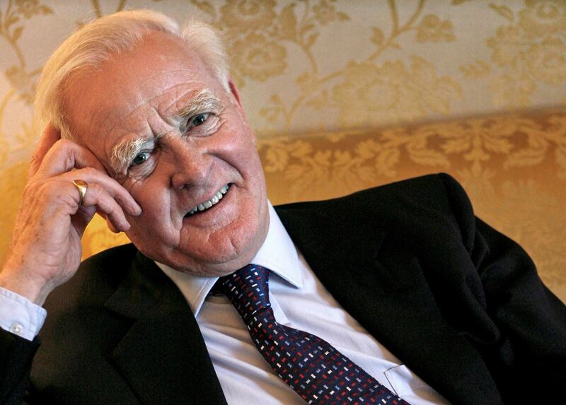 epa08882872 (FILE) - A file picture dated 10 January 2007 shows British novelist John Le Carre, well known for his spy stories, following an interview in Barcelona, Spain (reissued 13 December 2020). According to media reports, John Le Carre has died aged 89.  EPA/GUIDO MANUILO *** Local Caption *** 50082296
