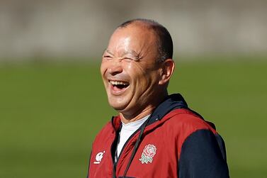 England's head coach Eddie Jones laughs during a training session at Fuchu Asahi Football Park in Tokyo on October 30, 2019, ahead of their Japan 2019 Rugby World Cup final against South Africa. / AFP / Odd ANDERSEN