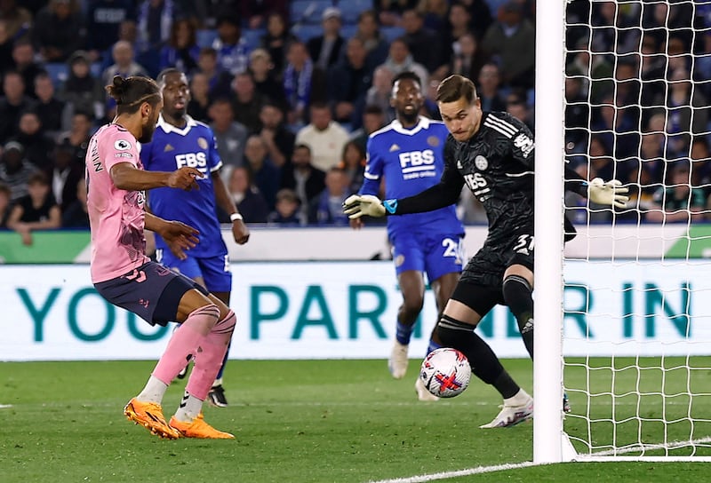 LEICESTER RATINGS: Daniel Iversen - 9, The Dane made fantastic saves to deny Alex Iwobi, Dwight McNeil, Dominic Calvert-Lewin and Abdoulaye Doucoure, also did brilliantly to reach McNeil’s cross ahead of Calvert-Lewin. Had no chance of stopping either Everton goal. Reuters