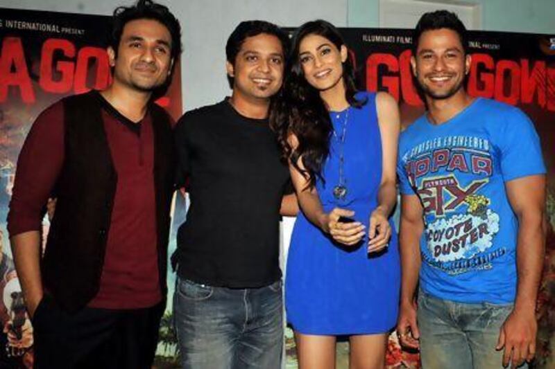 Left to right, the zombie film Go Goa Gone's actors Vir Das, Anand Tiwari, Puja Gupta and Kunal Khemu. AFP Photo