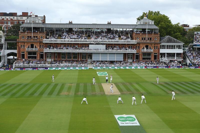 LONDON, ENGLAND - AUGUST 17: A general view of the pavillion at Lords as Stuart Broad bowls to Steve Smith during day four of the 2nd Test Match between England and Australia at Lord's Cricket Ground on August 17, 2019 in London, England. (Photo by Stu Forster/Getty Images)