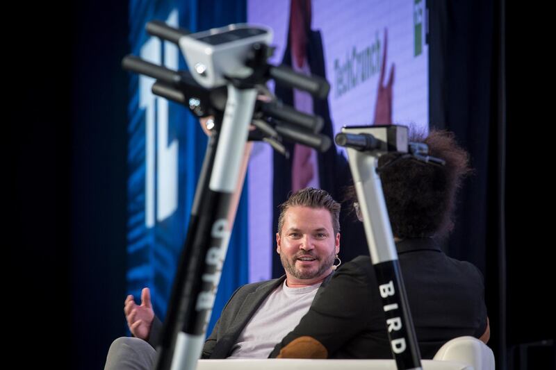 Travis VanderZanden, founder and chief executive officer of Bird Rides Inc., speaks during TechCrunch Disrupt 2019 in San Francisco, California, U.S., on Thursday, Oct. 3, 2019. TechCrunch Disrupt, the world's leading authority in debuting revolutionary startups, gathers the brightest entrepreneurs, investors, hackers, and tech fans for on-stage interviews. Photographer: David Paul Morris/Bloomberg