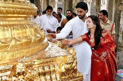 Abhishek Bachchan and Aishwarya Rai at the Tirupati temple in Andhra Pradesh in 2007. AP 
