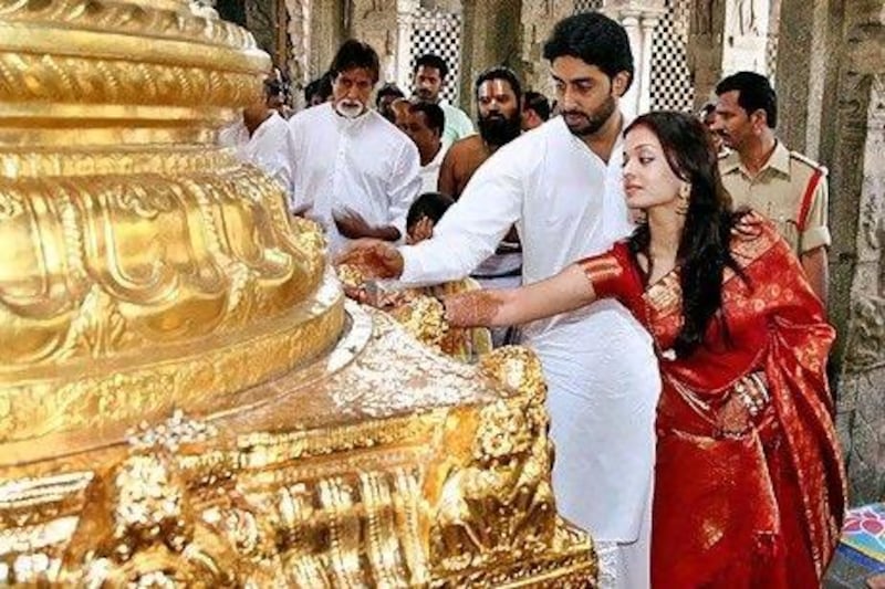 The Tirupati temple in Andhra Pradesh receives donations worth than $131 million every year. Above, the Bollywood couple Abhishek Bachchan and Aishwarya Rai at the temple in 2007. AP Photo
