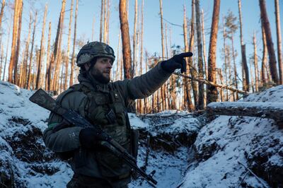 A Ukrainian soldier of the soldier First Presidential Brigade in eastern Ukraine. Reuters