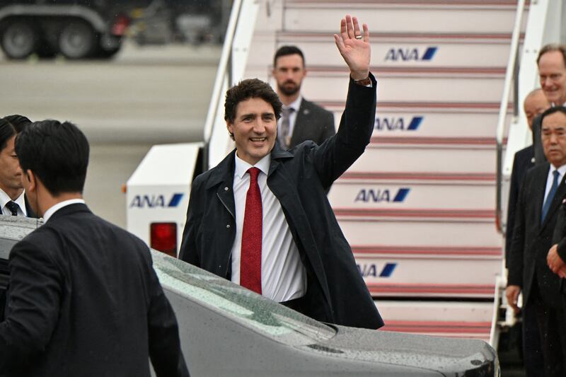 Canada's Prime Minister Justin Trudeau arrives at the Hiroshima airport for the G7 summit. Reuters