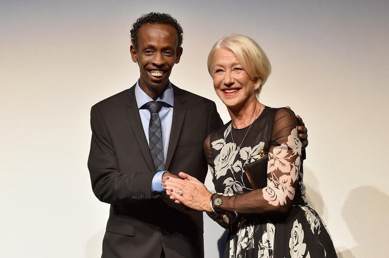 Actors Barkhad Abdi, left, and Helen Mirren at the premiere of Eye in the Sky at Toronto International Film Festival. Kevin Winter / Getty Images / AFP 