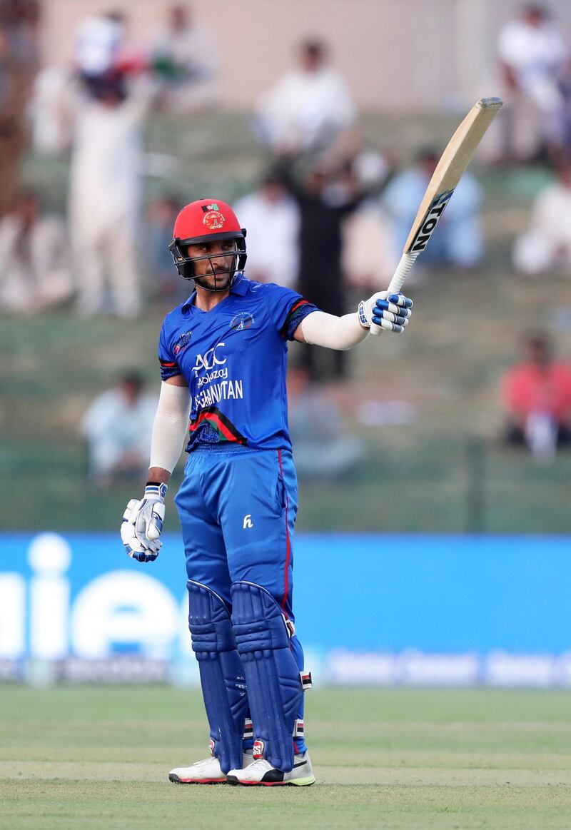 ABU DHABI , UNITED ARAB EMIRATES, September 17 , 2018 :- Rahmat Shah of Afghanistan after scoring his half century during  the Asia Cup UAE 2018 cricket match between Afghanistan vs Sri Lanka at Sheikh Zayed Cricket Stadium in Abu Dhabi. He scord 72 runs in this match. ( Pawan Singh / The National )  For News/ Sports /Instagram. Story by Amith