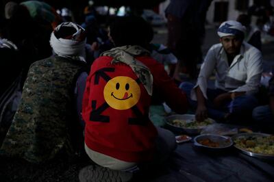 Yemenis breaking fast. EPA