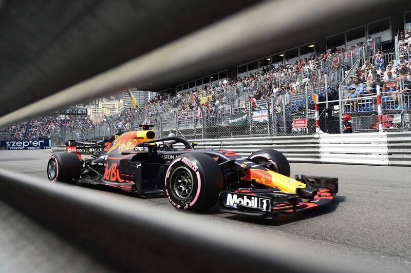 Red Bull Racing's Australian driver Daniel Ricciardo drives during the second practice session at the Monaco street circuit on May 24, 2018 in Monaco, ahead of the Monaco Formula 1 Grand Prix. / AFP / Boris HORVAT                        
