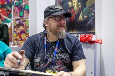 Dubai, April 12, 2019. MEFCC day 2- Artist, Simon Bisley. Victor Besa/The National. Section: AC Reporter: Chris Newbould