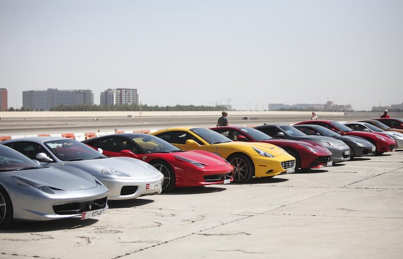 From a Mercedes SLS AMG to a Corvette Z06 and numerous Ferraris, The Run To Yas saw 13 supercars took part in a speed-gun run along a mile-long stretch of the Al Bateen runway. Lee Hoagland/The National