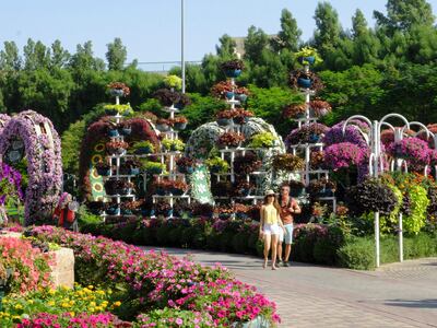Dubai Miracle Garden is a good place to visit, but it's only open seasonally, something that ChatGPT did not take into consideration. Antonie Robertson / The National
