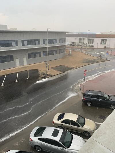 Roads were flooded in Al Quoz on Monday afternoon.