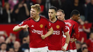 Rasmus Hojlund scored the third goal in Manchester United's 3-2 win over Newcastle. EPA