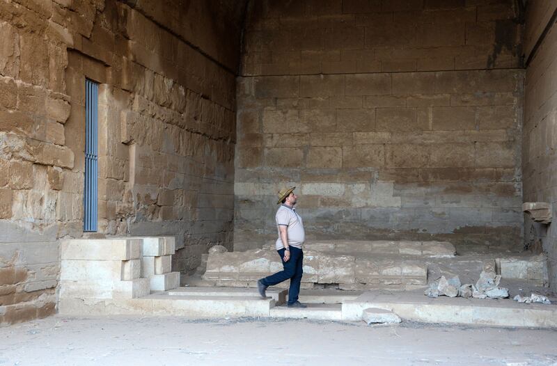 A tourist explores the ancient city of Hatra in northern Iraq.