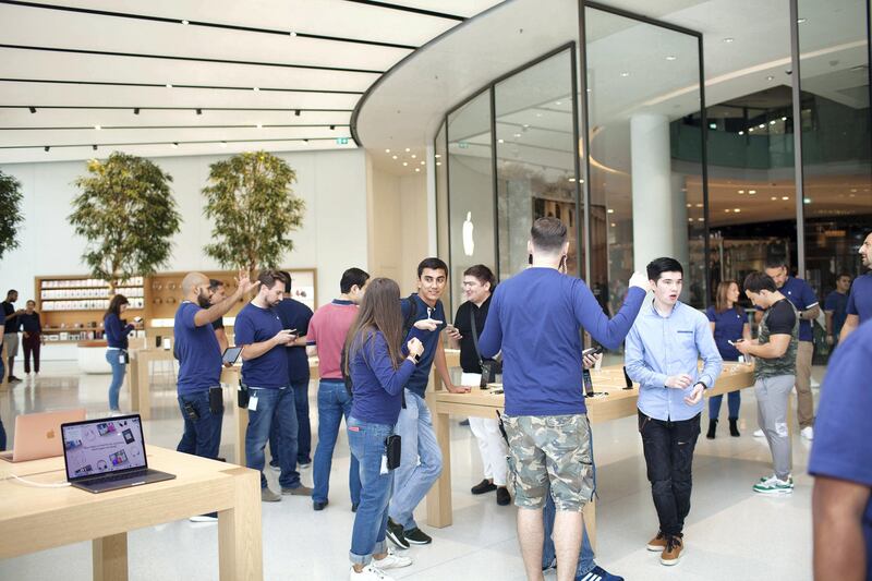 23.09.17. iPhone 8 launch in Dubai Mall Saturday morning. People has waited in line since early morning and others has pre ordered a phone online. 

Anna Nielsen For The National.