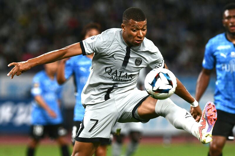PSG forward Kylian Mbappe controls the ball. AFP