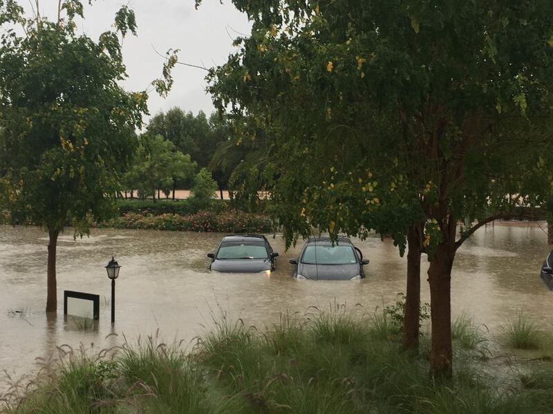 Flooding in Remraam Dubai sums up the woes brought on Dubai by the heavy rain. Courtesy David Benson