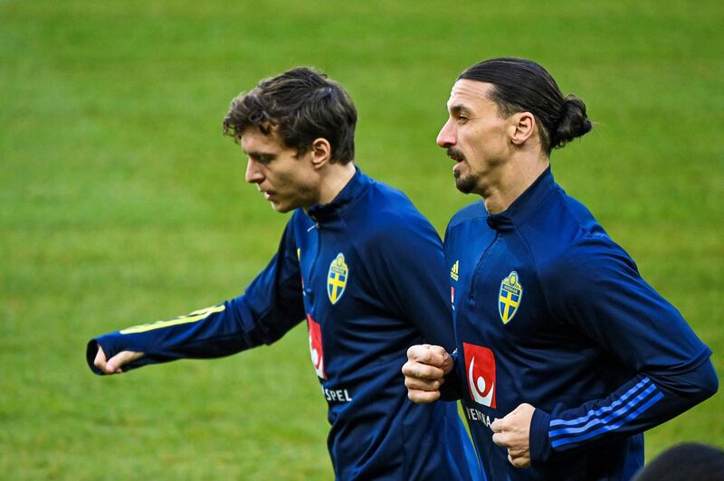 Zlatan Ibrahimovic and Victor Lindelof. AFP