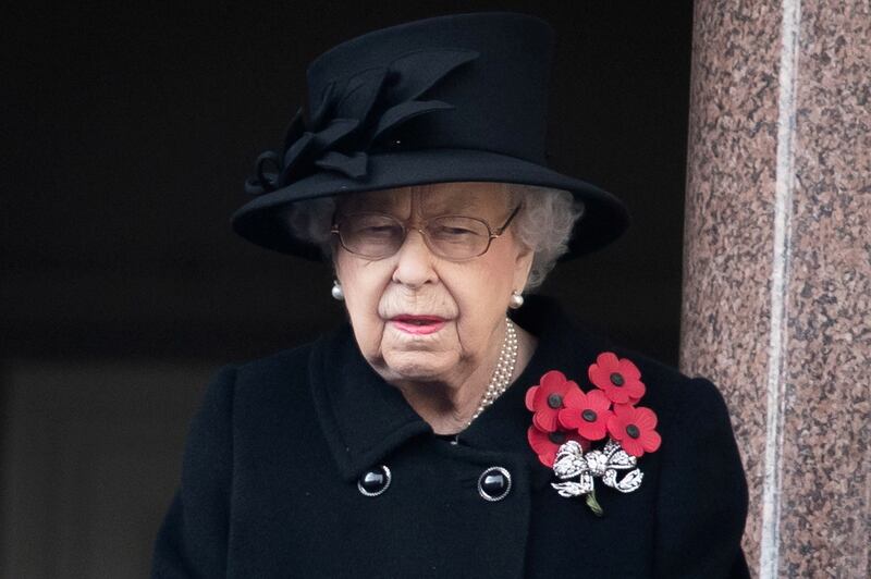 FILE PHOTO: Britain's Queen Elizabeth attends the National Service of Remembrance at The Cenotaph on Whitehall in London, Britain November 8, 2020.  Aaron Chown / PA Wire / Pool via REUTERS / File Photo
