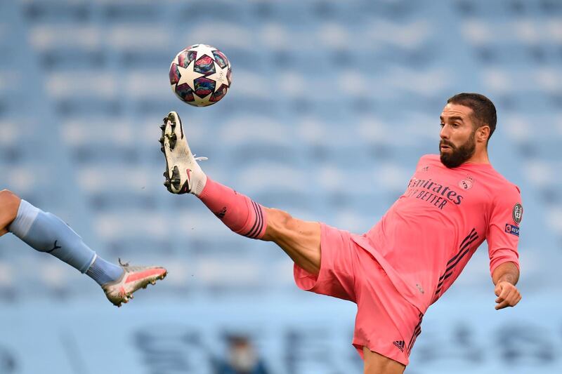 Dani Carvajal – 6, Made one crucial last-ditch tackle on De Bruyne to keep the tie alive in the second half. Lucky not to give away a penalty for a foul on Sterling. AP